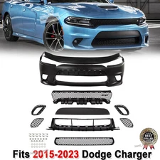 Full Front Bumper Cover Kit W/Grille Fit For 2015-2023 Dodge Charger SRT