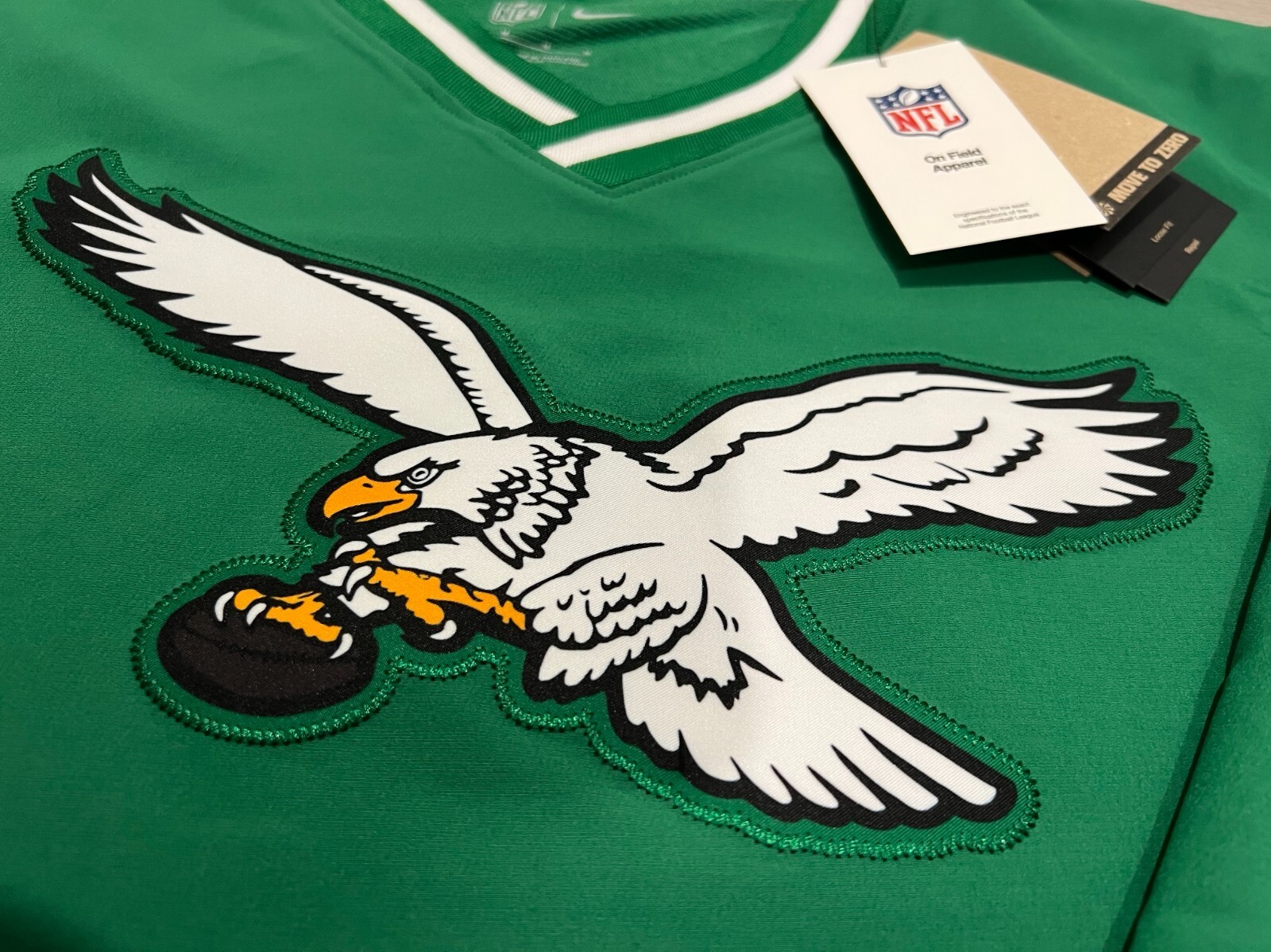 Mens Philadelphia Eagles Kelly Green Wind Shirt Long sleeve Shirt Size