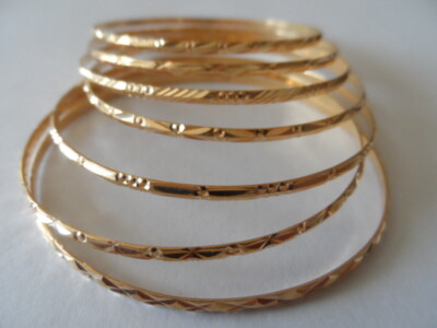 Vintage 18k solid Yellow Gold 750 Seminario set of Bangle