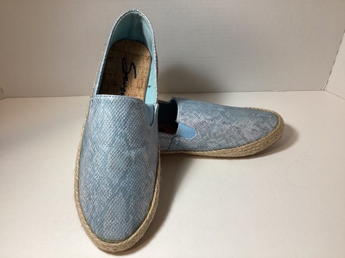 Seven 7 Cape Azul Chambray Loafers Shoes size 10 Blue Metallic Slip On Flats - Picture 5 of 7
