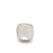 Sterling Silver Rainbow Moonstone Ring Size 9 -Stone 20 x 20mm