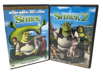 Dreamworks Shrek Two Disk Special Edition 1 & 2 DVD Lot Kids Cartoon