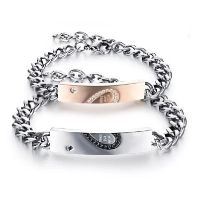 Flongo Bracciali Coppia Fidanzati In Acciaio Inossidabile – Set Lui E Lei, Personalizzabili, Regalo San Valentino E Natale - 3