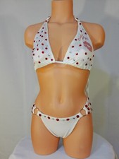 Exotic dancer stripper medium white two piece bikini dance outfit-dancewear