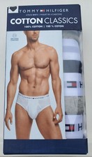 New XL 40-42" Tommy Hilfiger Mens Cotton Classics Briefs Gray  Blue 4-Pack