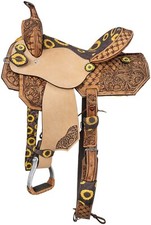 14" Western Barrel Saddle - Sunflower by Silver Royal - Roughout -Tooled Leather