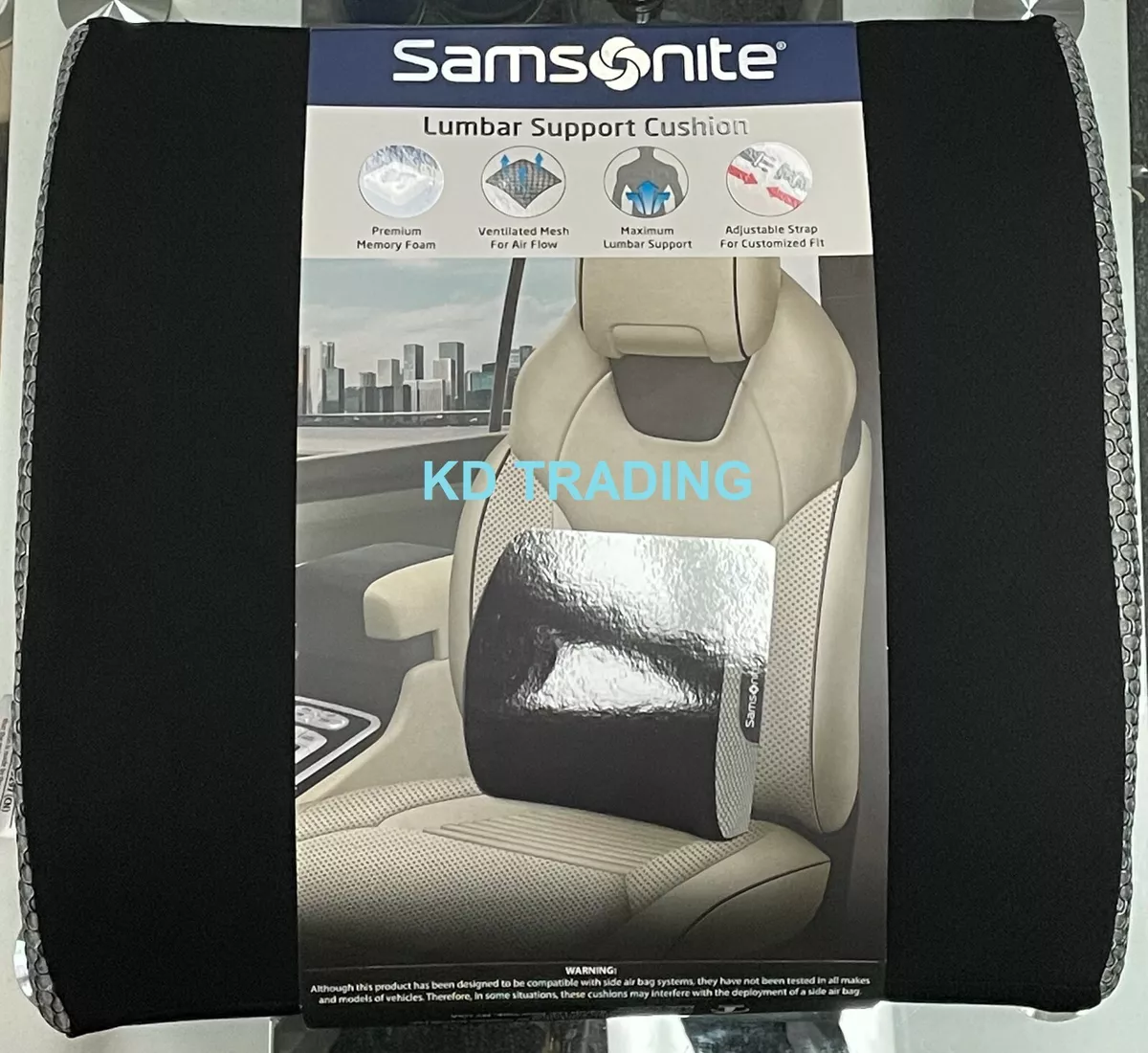 Samsonite Lumbar Support Cushion Memory Foam - Black - NEW