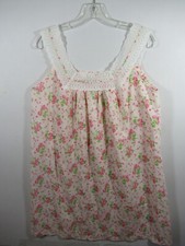 Vintage Komar Pink Roses Midi Nightgown Medium Sleeveless Cottagecore Granny