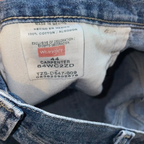 Wrangler Men Vintage Cargo Denim Shorts Size 44 Carpenter Shorts Blue Pockets - Picture 10 of 10