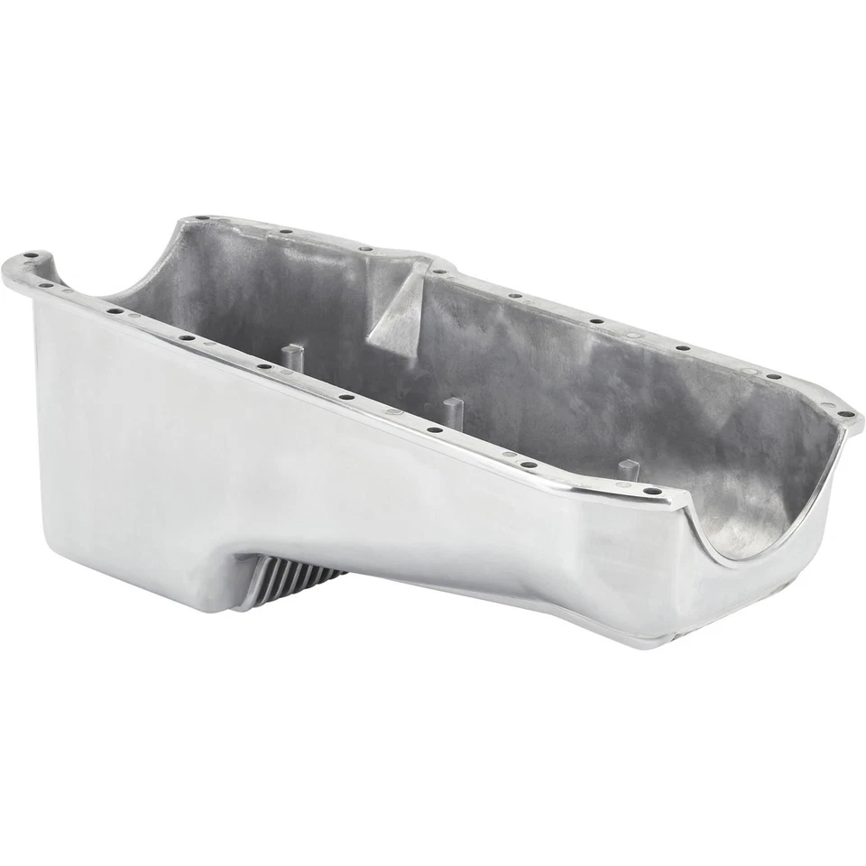 Cacerola de aceite Chevy 1957-1979 bloque pequeño de aluminio - diseño con aletas pulidas Foto 3 de 4