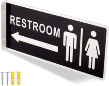 Double Sided Aluminum Restroom Sign 12.1 x 5.5 Inches for Home Office