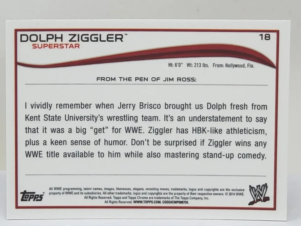 2014 Topps Chrome WWE Wrestling #18 Dolph Ziggler - Image 3 of 3