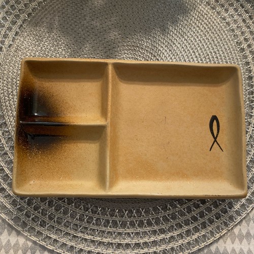 Baum Brothers Divided Sushi Sauce Bowl/ Plate Asian Collection Beige & Brown Set - Picture 4 of 5