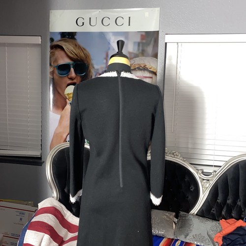 Vintage 60's Mod Dress Marco Polo Import Corner Black With Stones Size 12 - Picture 21 of 22