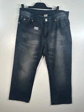 Y2K True Religion Mens Dark Wash Denim Jeans Whiskered Skinny Size 36x29 Casual