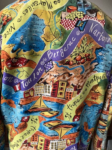 Ladies 80s silk jacket vintage 10 graphic Maps Brett Harrison M Box Jacket - Picture 3 of 13