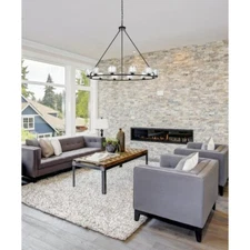 Large Chandelier 12 Light Fixture Black Living Dining Room Foyer Farmhouse 48"