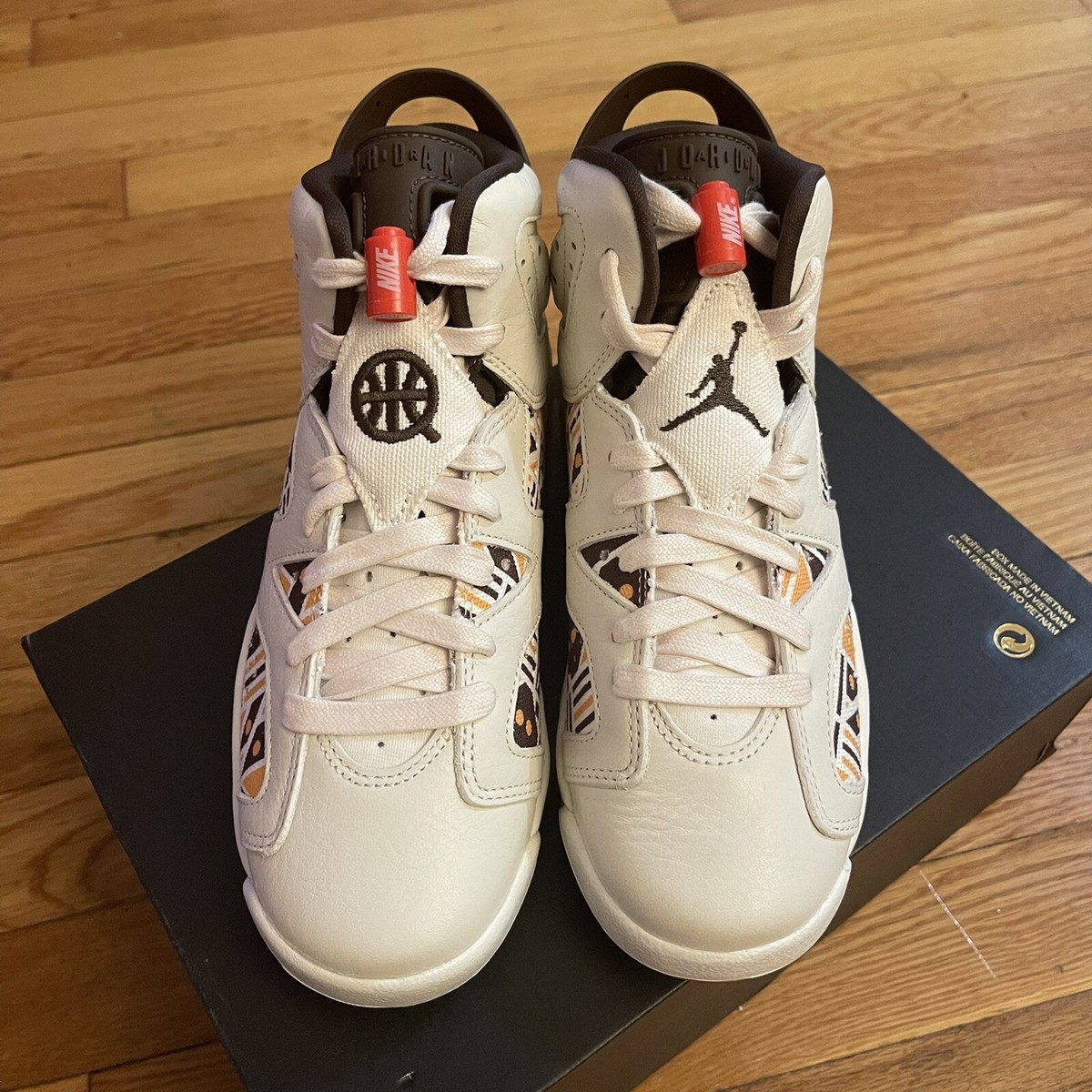 🔥Nike Air Jordan 6 Quai 54 Sail Off White Brown CZ6506 100