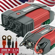 Audiotek 2000W Watt Power Inverter DC 12V AC 110V Car Converter USB port Charger