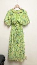 ASOS Design Dress Wrap Around Pleated Midi Lined Green Floral Sz 4