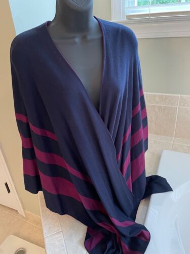 Talbots Blue and Purple Striped Poncho/Wrap - One 