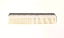 Antique Silver Topped Hair Comb Floral Etched Vintage Z