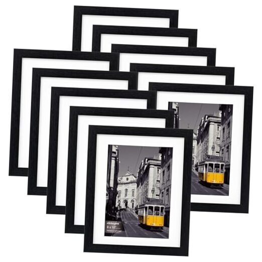 Picture Frames Set of 10, Picture Frame Collage Wall Decor Display 8x10 Black-image