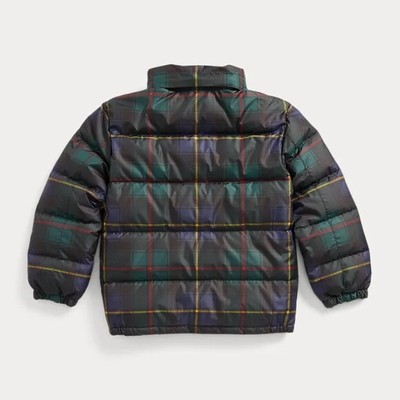 polo bear tartan down coat