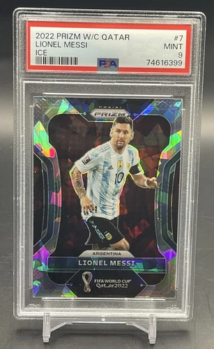 2022 Panini Prizm World Cup Qatar Lionel Messi Ice #7 PSA 9 MINT - Pop 19