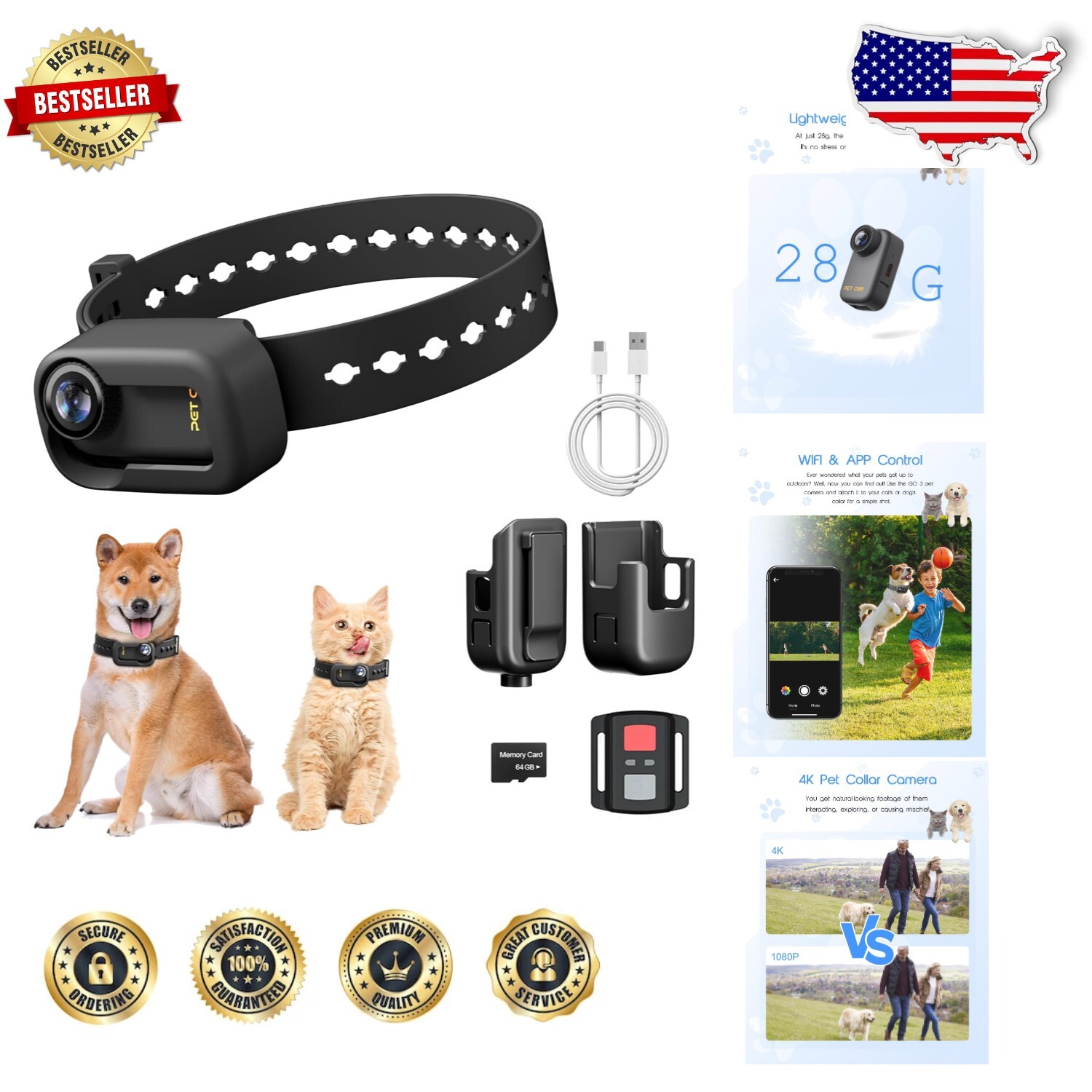Versatile 4K Pet Camera with SD Card - Capture Every Moment of Your Pet's Day-image