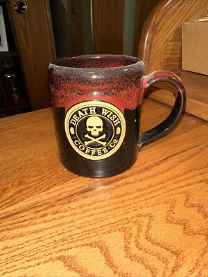 2016 Death Wish Coffee Co Mug Deneen Pottery Hand Thrown Skull and  Crossbones | eBay