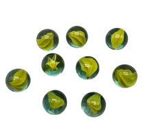 Vintage YELLOW Cat's Eye Glass Marbles Lot of 9