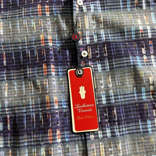 Luchiano Visconti Men's XXL Long Sleeve Button Down Cotton Blend Blue Multi NWT - 第 8/19 張圖片