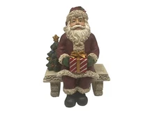 Christmas Santa Sitting on a Stone Bench 2 Piece Figurine Vintage 1984 Holiday