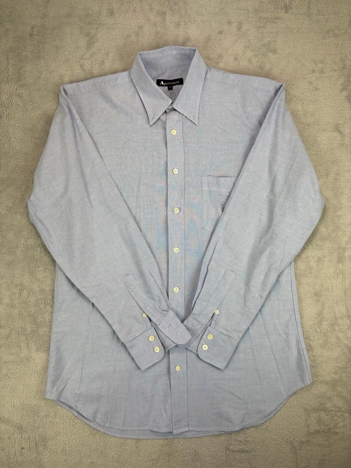 Aquascutum Men’s Pale Blue 100% Cotton Twill Long Sleeve Shirt Size M