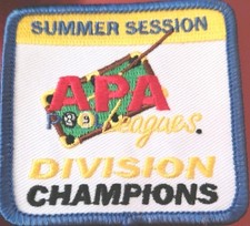       APA SUMMER DIVISION CHAMPIONS   PATCH PATCHES AMERICAN POOLPLAYERS