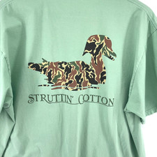 Struttin Cotton Pocket T Shirt Men XL Camo Duck Hunting Green Made in USA