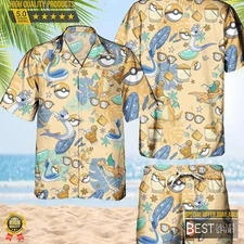 Pokemon Dratini Hawaiian Pattern Hawaii Shirt Aloha Anime Dragonair Button Up Sh