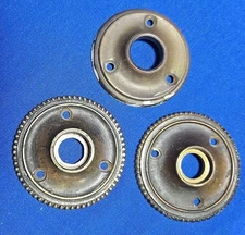 Antique Cast Brass Beaded Oval Doorknob Backplate Rosette Lot Of 3 