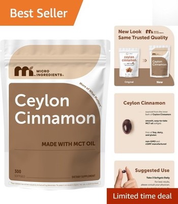 General Health Boost: Ceylon Cinnamon Softgels with Coconut MCT Oil - 300 Count