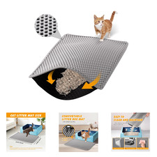 Cat Litter Mat Double Layer Waterproof Gray 24 x 15 inches Non Slip Easy to
