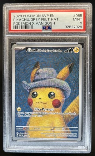 2023 Pokemon X Van Gogh Pikachu With Grey Felt Hat Black Star Promo #085 PSA 9