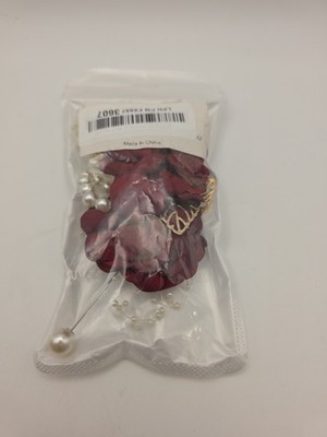 2Pcs Burgundy Rose Corsage and Boutonniere Set, Artificial Wrist Corsage Wristle