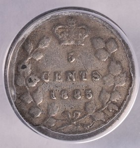 1885 Canada Silver 5 Cents - ANACS VG8 Details - Large 5 