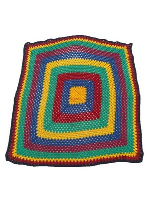 Handmade Crochet Blanket Granny Square Boho Multi Colour Throw Afghan 38''x41''