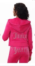 Juicy Couture Pink Party Velour Bling Tracksuit Set NWT
