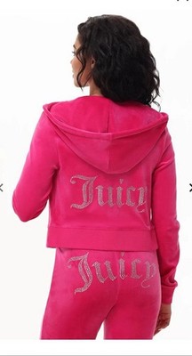 Juicy Couture Pink Party Velour Bling Tracksuit Set NWT Size Large