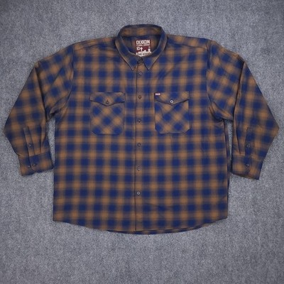Dixxon Shirt Mens 5XL Blue Brown The Eddie Checkered Plaid Button Up Flannel