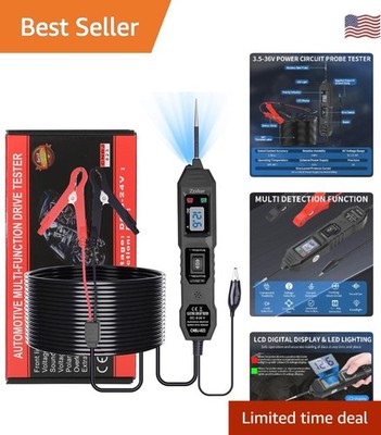Versatile 3.5-36V Circuit Tester with LCD Display & Flashlight - Automotive Tool