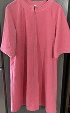 Vanity Fair Pink Velour Fleece Zip Up Knee Length Robe Short Sleeve Large